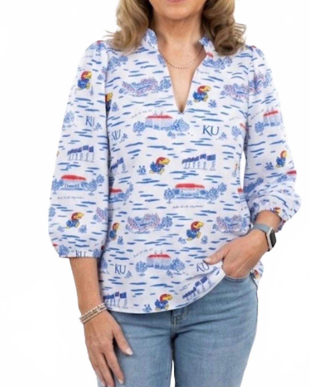 NEW SMITH & QUINN eliza kansas toile top in blue